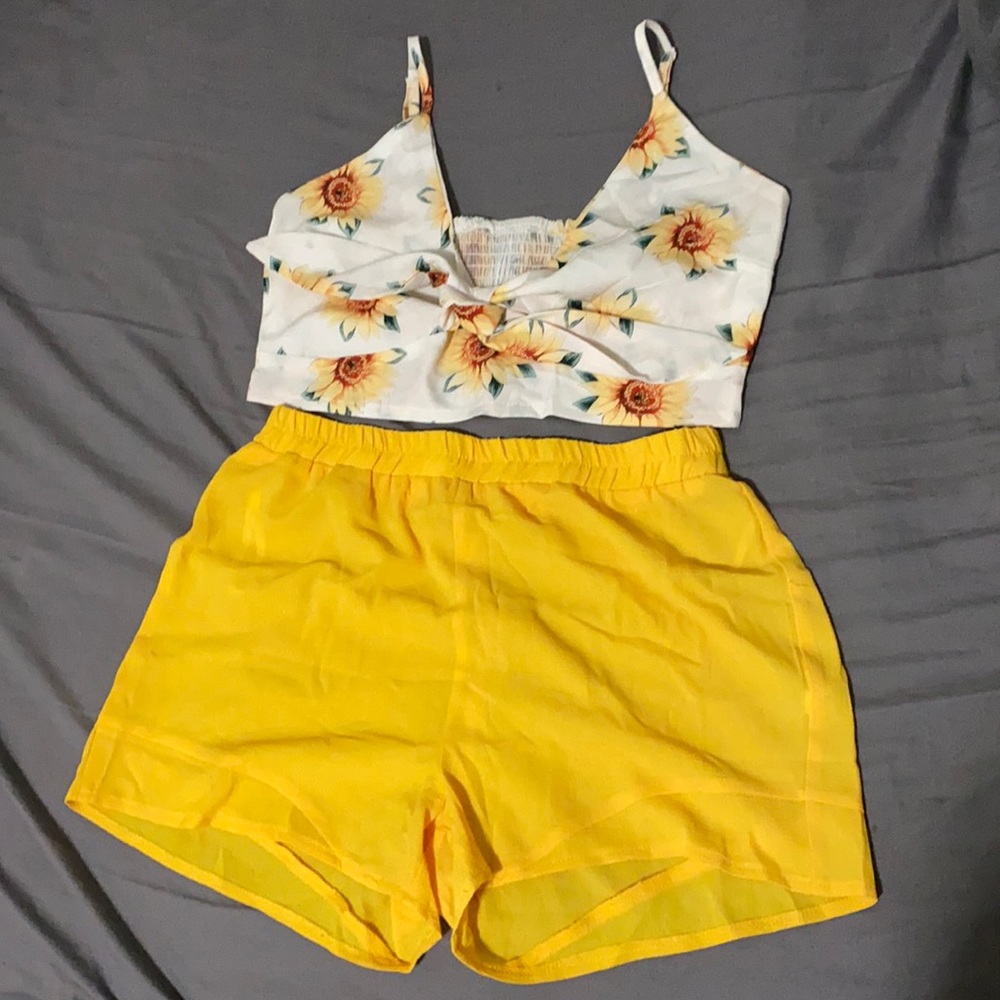 Two Piece Set (Cropped Top & High Rise Shorts)